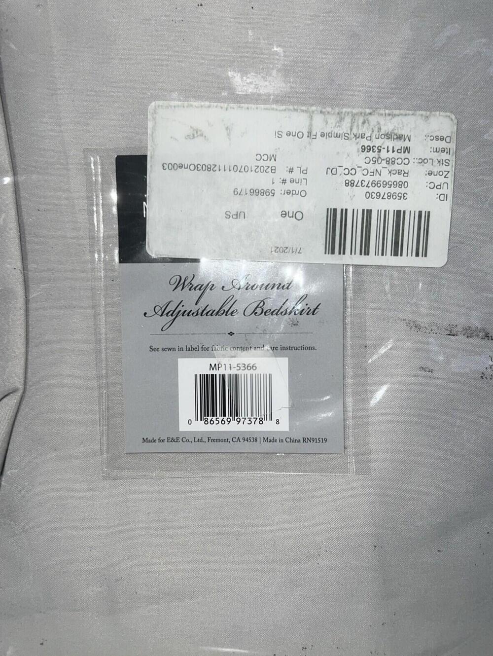 Madison Park Simple Fit Adjustable Wrap Around Bedskirt, One Size, Grey